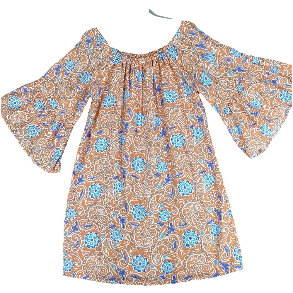 Santiki Loose Fitting Midi Summer Dress Tangerine & Lavender XL